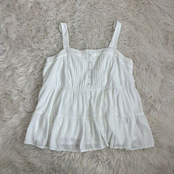 Torrid Womens 3X White Swiss Dot Washable Gauze Tiered Pin Tuck Tank Top NWT - Picture 2 of 12